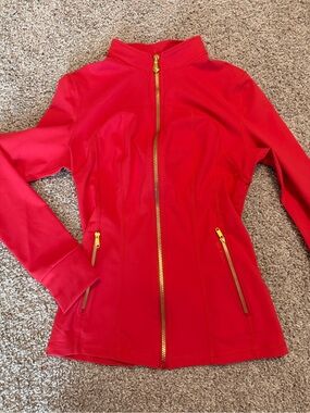 Uncia Active Women's Hot Coral Utility Jacket with Gold Zippers, Size M, NWT